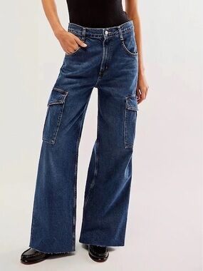 AGOLDE Minka Cargo Jean Wide Leg Raw Hem - Path Size27